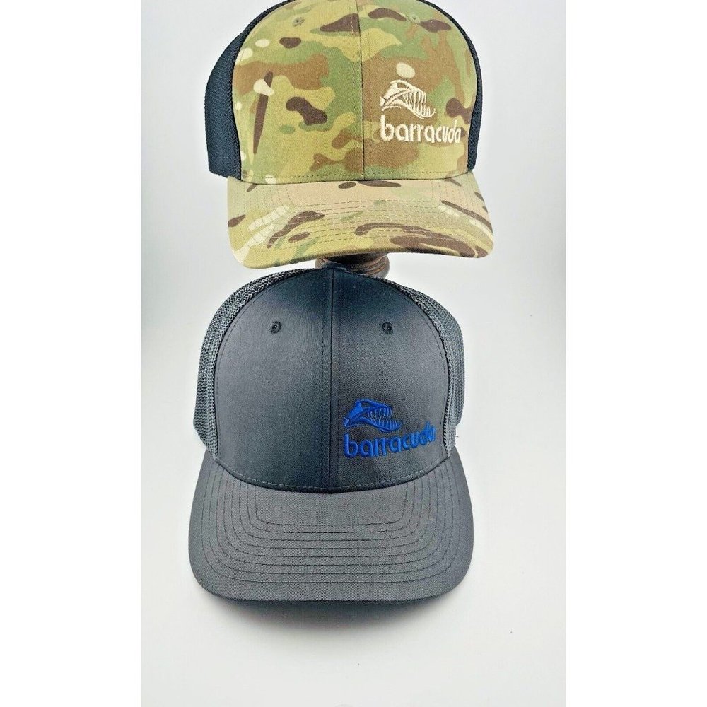 Barracuda Lot of 2 Mesh Flexfit Baseball Caps Gray‎ and Camo